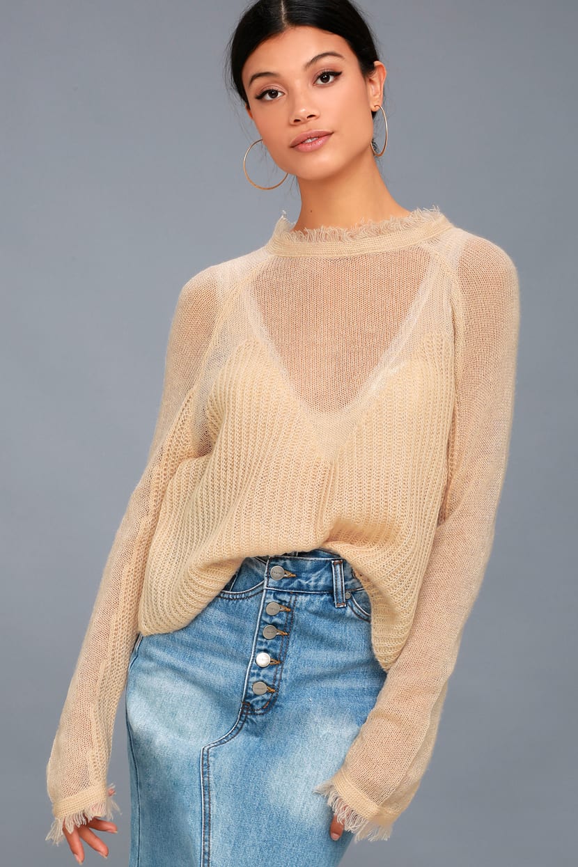 Moon River Knit Sweater - Blush Sweater - Sheer Knit Sweater - Lulus