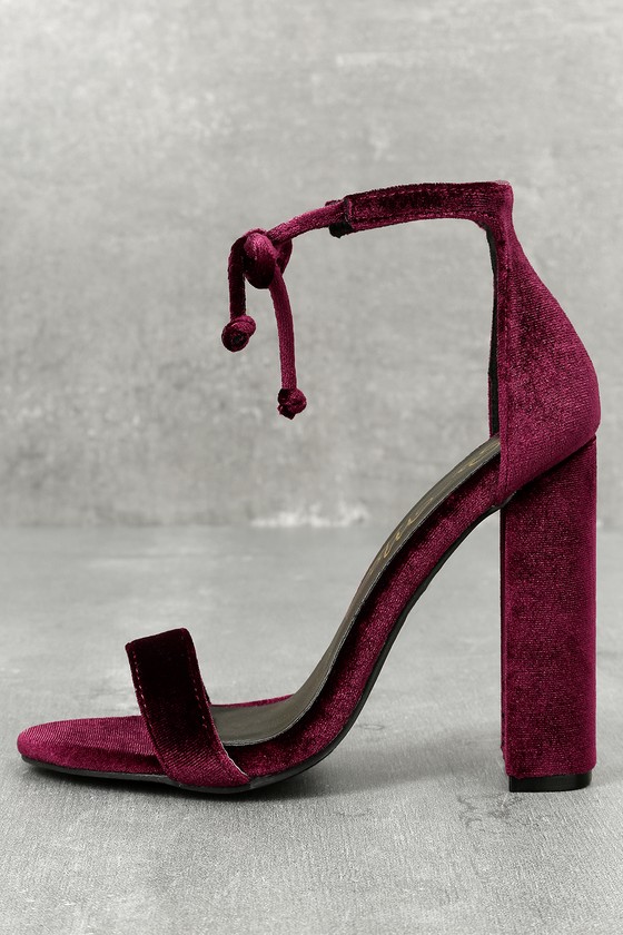 wine velvet heels