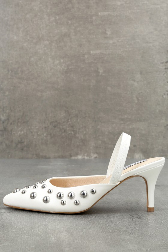 Steve Madden Meteor - White Slingback Kitten Heels