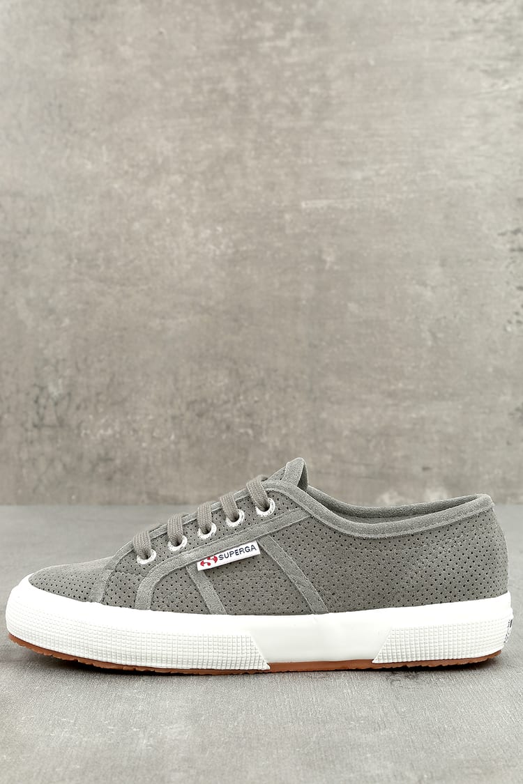 Superga 2750 Grey Suede Sneakers - Genuine Leather Sneakers - Lulus