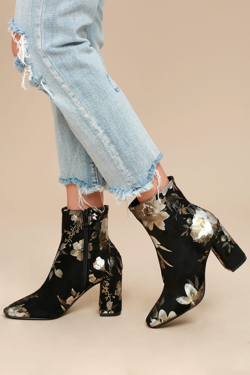 Stylish Print Boots - Floral Booties - High Heel Booties - Lulus