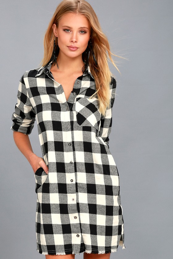 Buy > buffalo plaid dress black and white > in stock