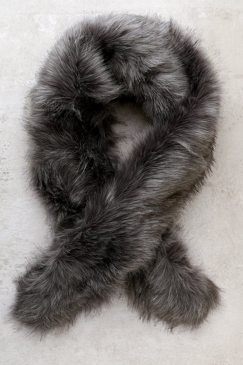 Chic Faux Fur Stole - Dark Grey Scarf - Faux Fur Shawl - Lulus