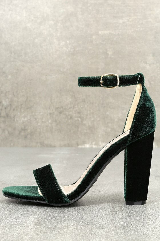 dark green heeled shoes