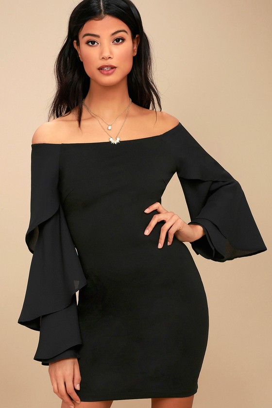 Sexy Black Off-the-Shoulder Dress - Bodycon Dress - LBD - Lulus