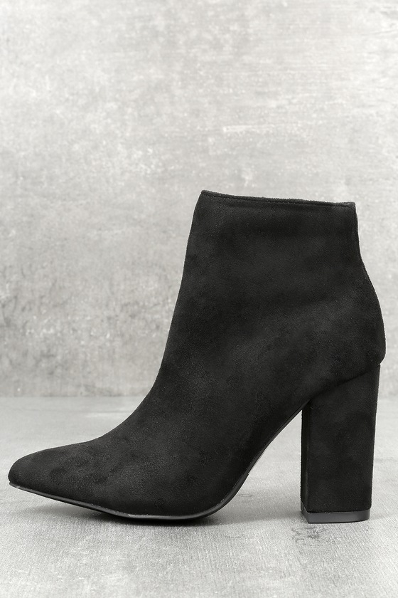 suede black booties heel
