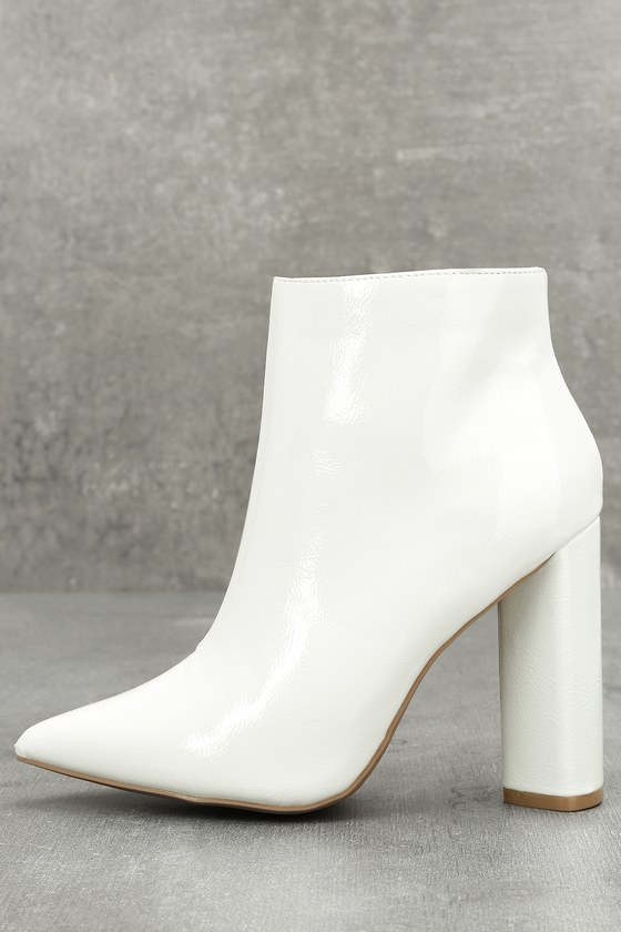 white booties leather