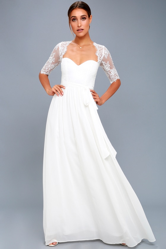 Lovely White Dress - Lace Maxi Dress - White Gown - Lulus