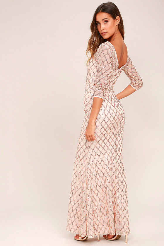 rose gold glitter maxi dress