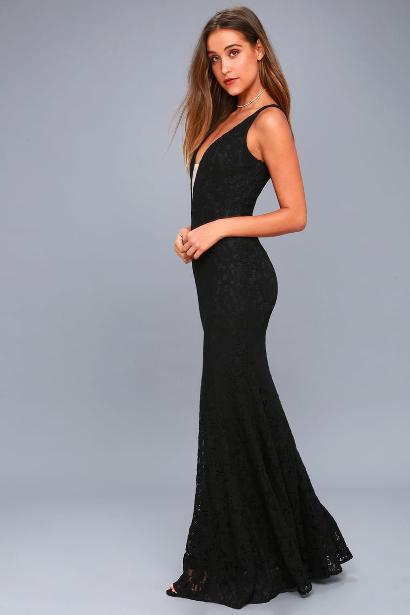 Stunning Black Lace Maxi Dress - Mermaid Dress - Lulus