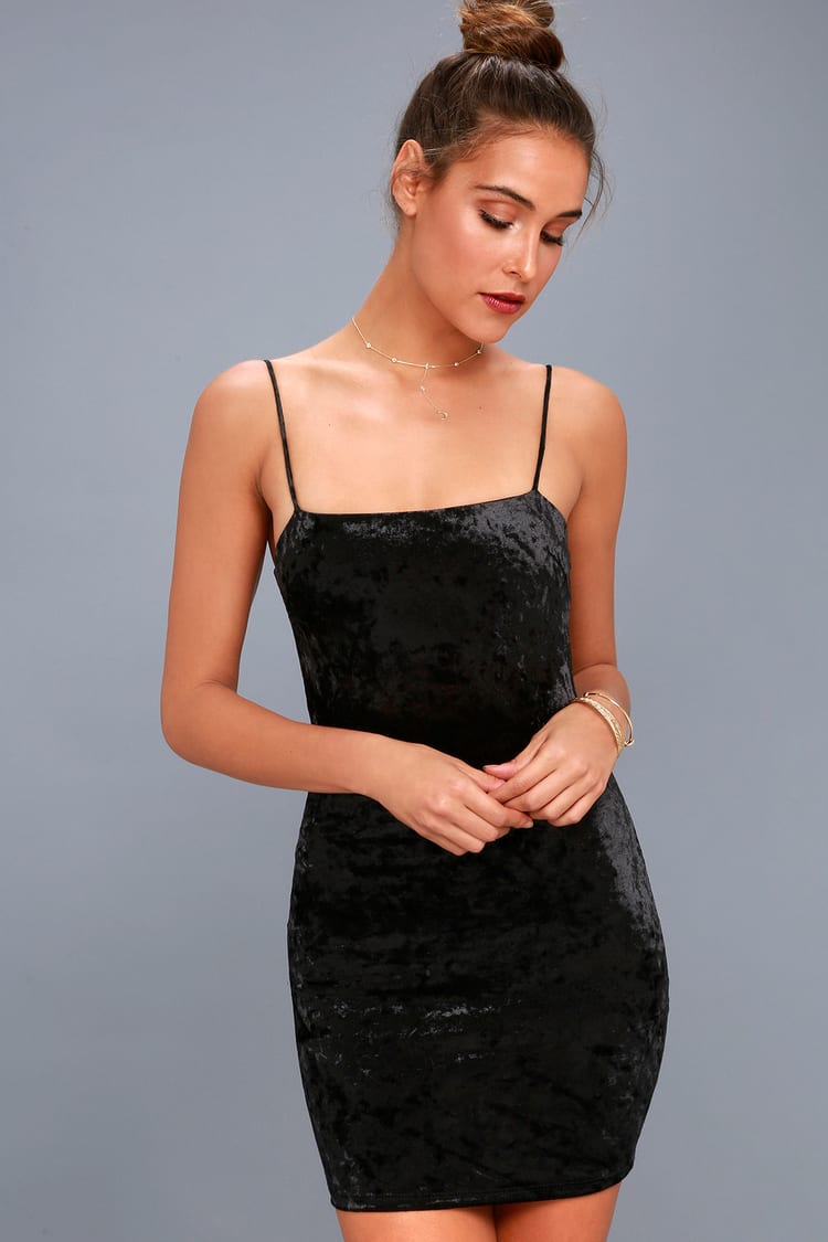 Sexy Black Velvet Dress - Velvet Bodycon Dress - LBD - Lulus