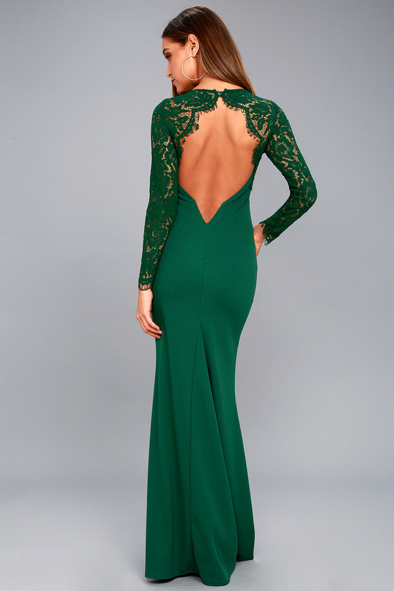 long sleeve forest green maxi dress