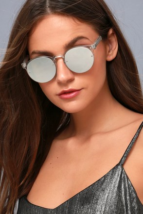 Spitfire Post Punk - Clear and Silver Mirrored Sunglasses - Lulus