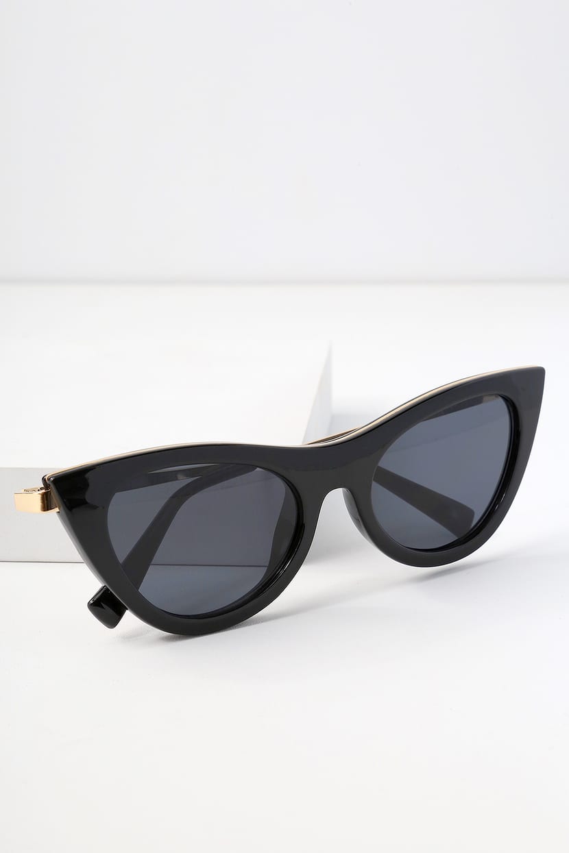 Le Specs Enchantress - Black Sunglasses - Cat-Eye Sunglasses - Lulus
