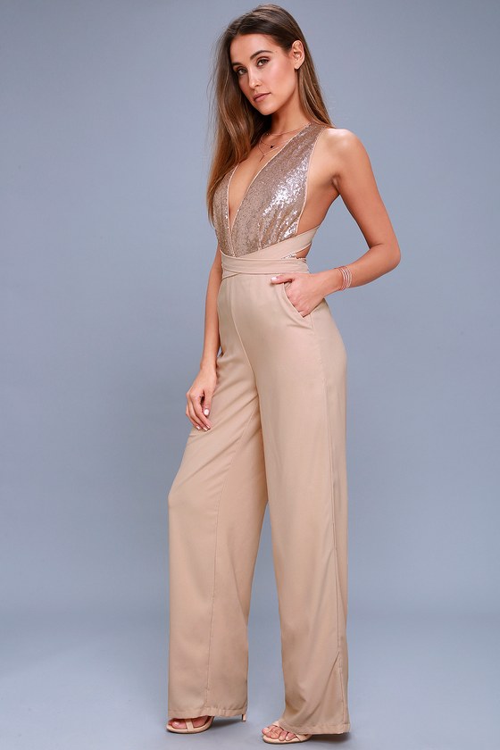 beige jumpsuit womens