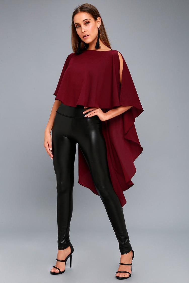 Chic Burgundy Top - High-Low Top - Cape Top - Lulus