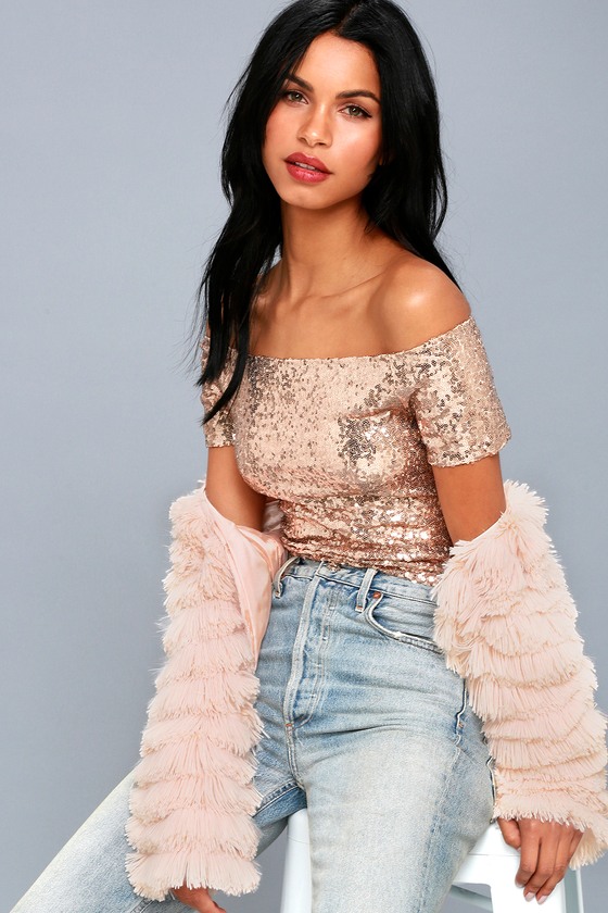 sequin top rose gold