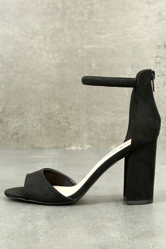 Black Suede Shoes - Black Heels - Ankle Strap Heels - Lulus