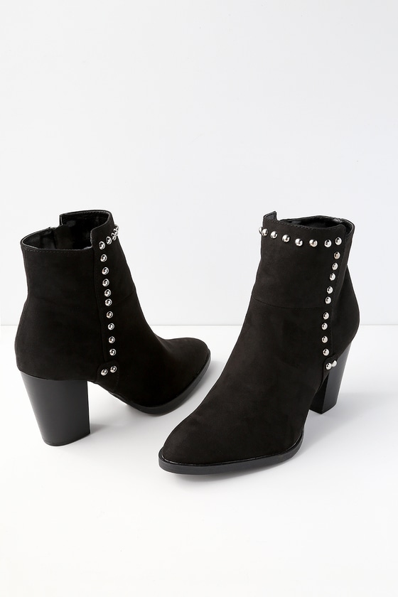 black suede studded booties