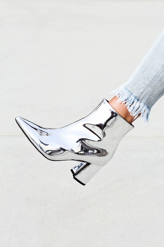 silver patent boots