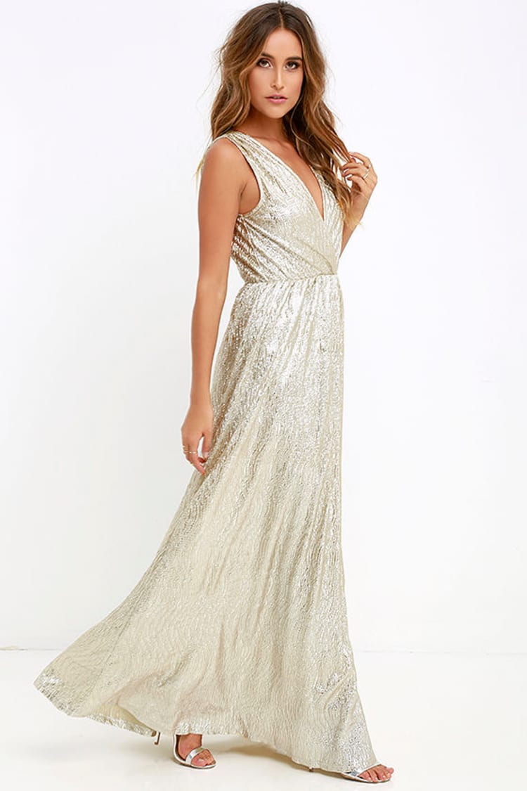 Gold Dress - Maxi Dress - Metallic Dress - Silver Dress - Lulus