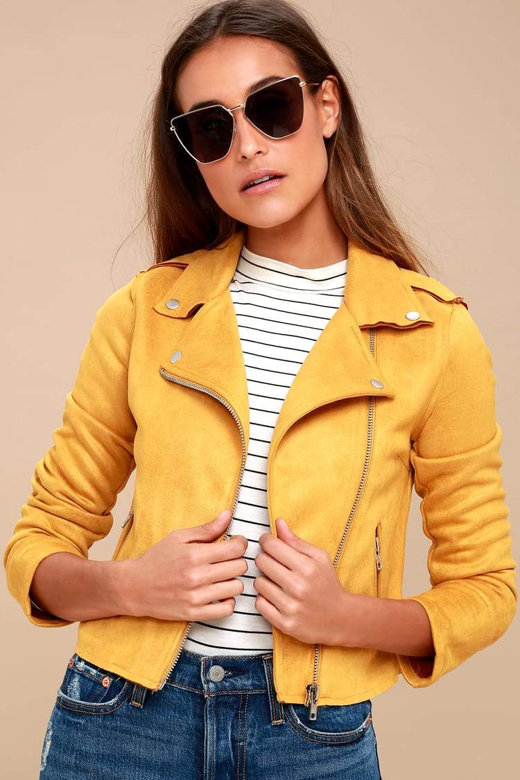 Cute Moto Jacket - Vegan Moto Jacket - Mustard Yellow Jacket - Lulus