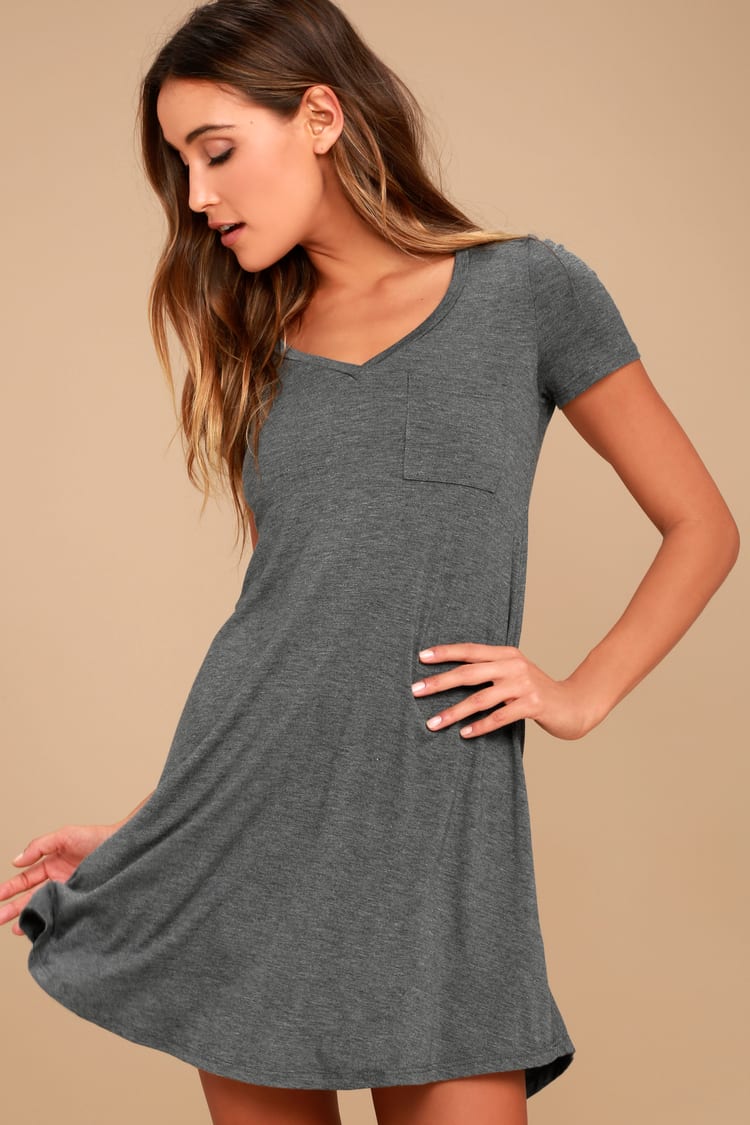 Grey Dress - Shift Dress - Shirt Dress - Lulus