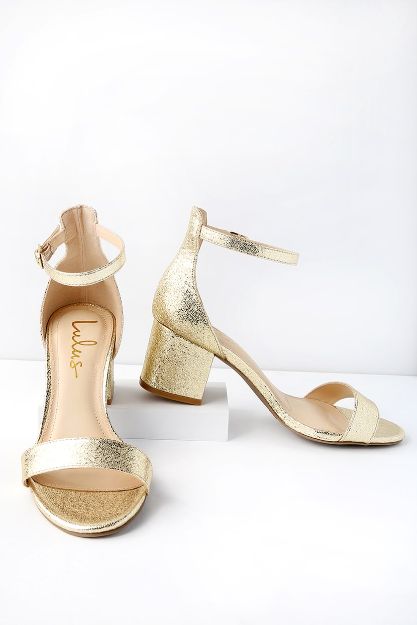 Chic Gold Sandals - Single Sole Heels - Block Heel Sandals - Lulus