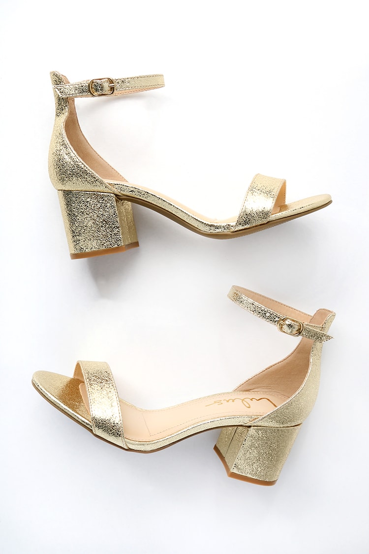 Chic Gold Sandals - Single Sole Heels - Block Heel Sandals - Lulus