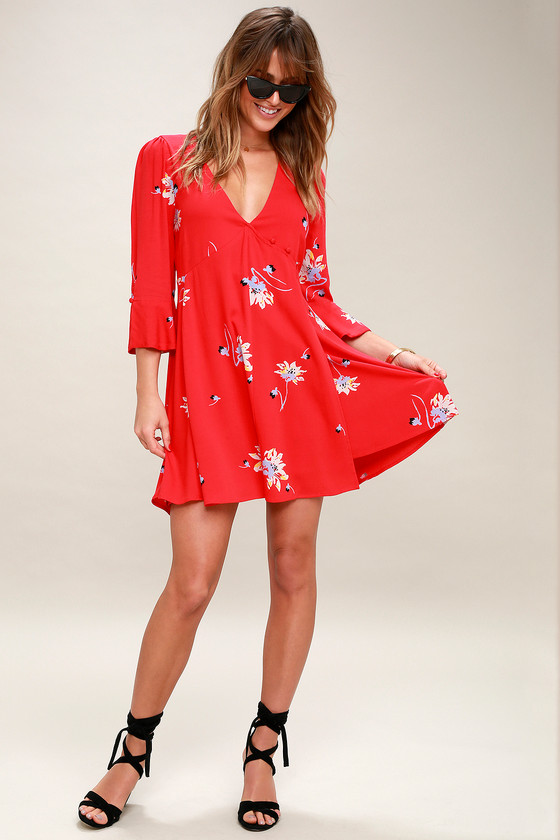 Free people outlet red wrap dress