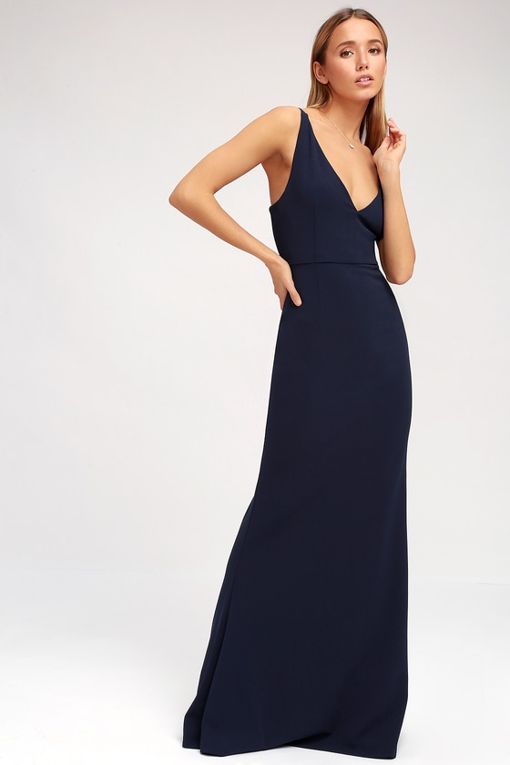 melora navy blue sleeveless maxi dress