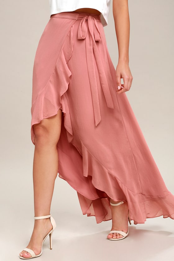 Cute Blush Pink Skirt - Wrap Skirt - Maxi Skirt