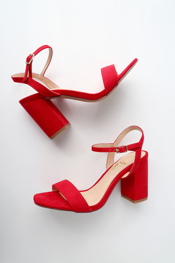 Cute Block Heel Sandals - Red Suede High Heel Sandals - Lulus