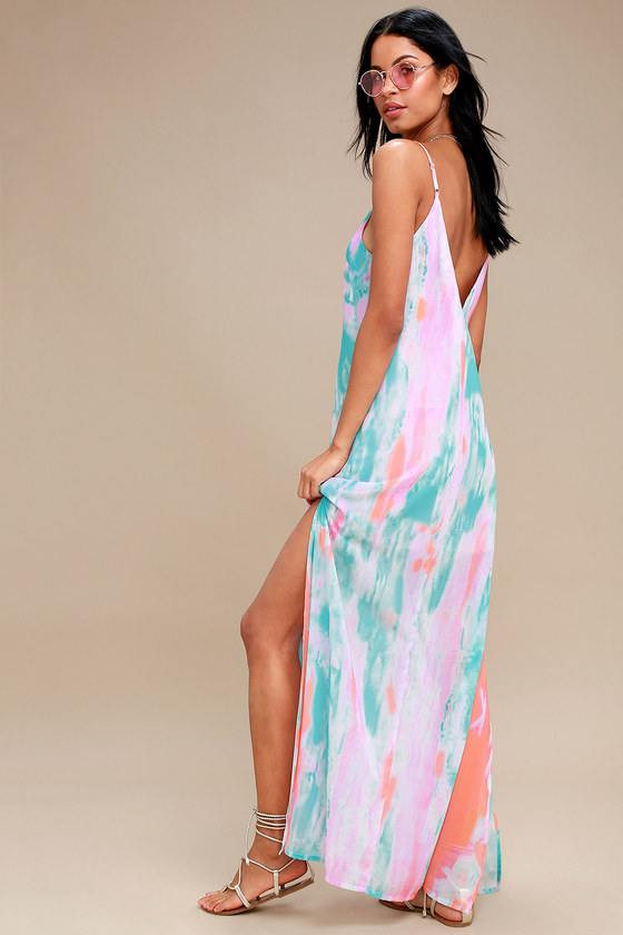 Cool Fuchsia Print Maxi Dress - Watercolor Print Maxi - Lulus