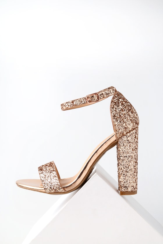 Shiny Glitter Heels - Rose Gold Heels - Party Shoes - Lulus