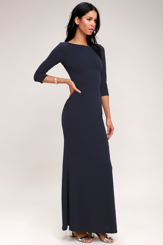 Elegant Navy Blue Maxi Dress Navy Blue Backless Maxi Dress Lulus