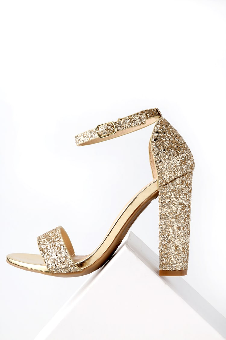 Shiny Glitter Heels - Light Gold Heels - Party Shoes - Lulus