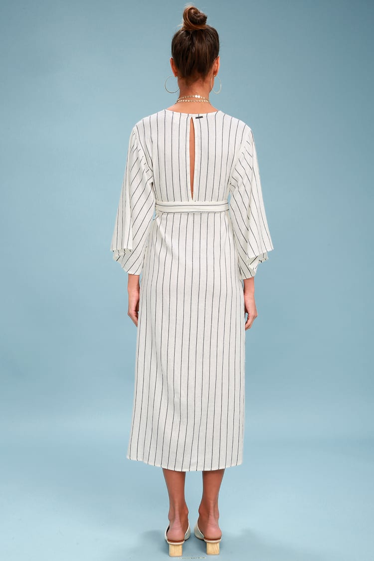 Billabong Robe Life - Striped Midi Dress - Wrap Midi Dress - Lulus