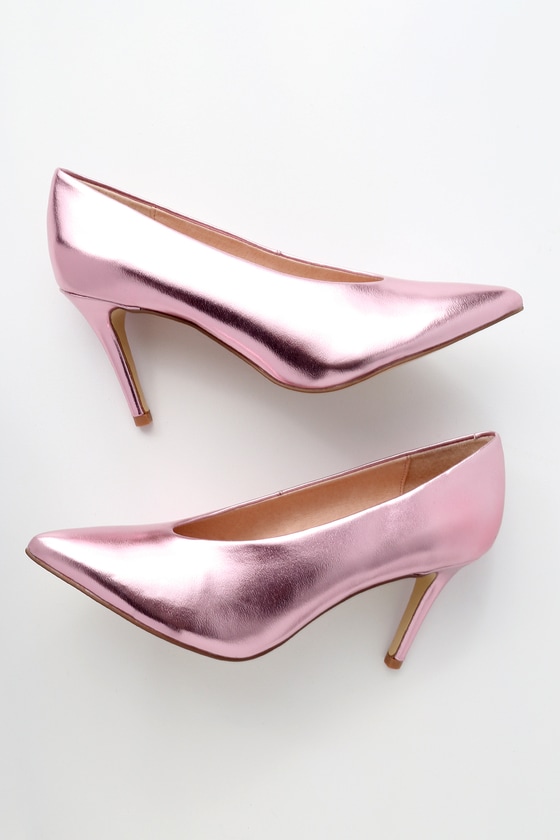 blush metallic heels