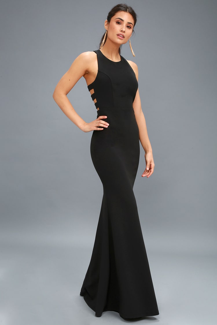 Power of Wow Black Backless Maxi Dress