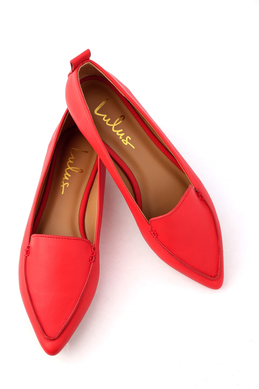 Cute Red Loafers - Loafer Flats - Vegan Leather Loafers - Lulus