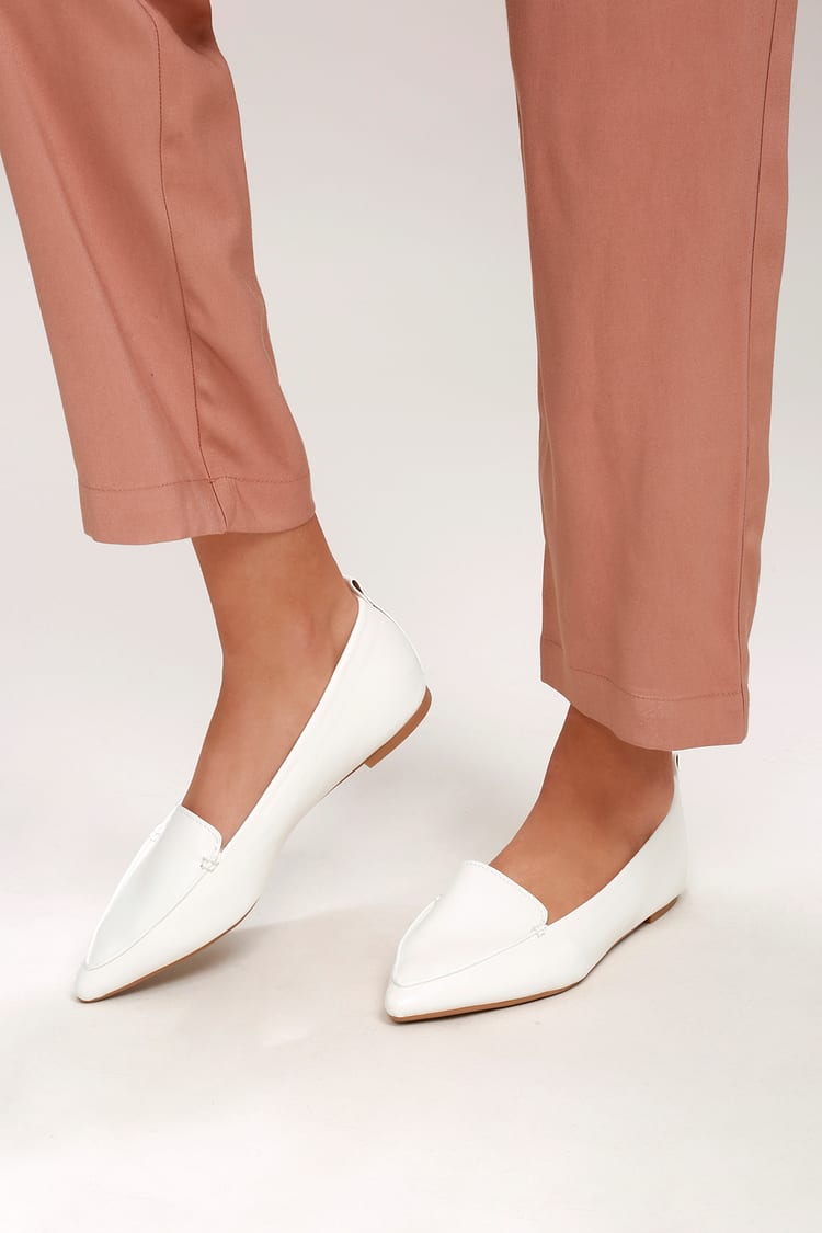 Cute White Loafers - Loafer Flats - Vegan Leather Loafers - Lulus