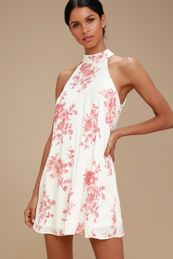 white floral swing dress