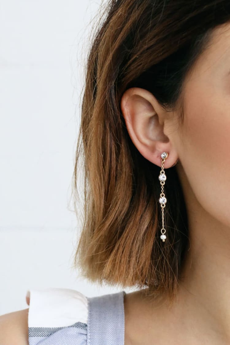 Cute Rhinestone Earrings - Clear Rhinestone Earrings - Lulus