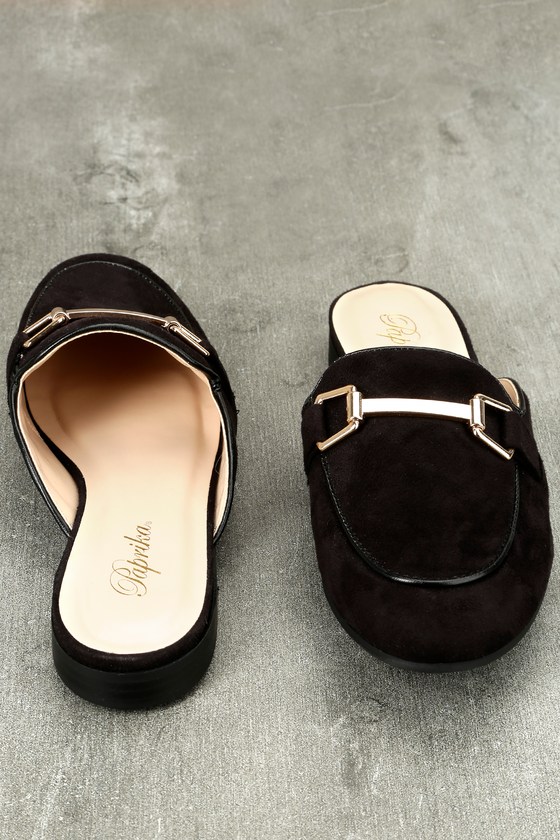 black slide loafers