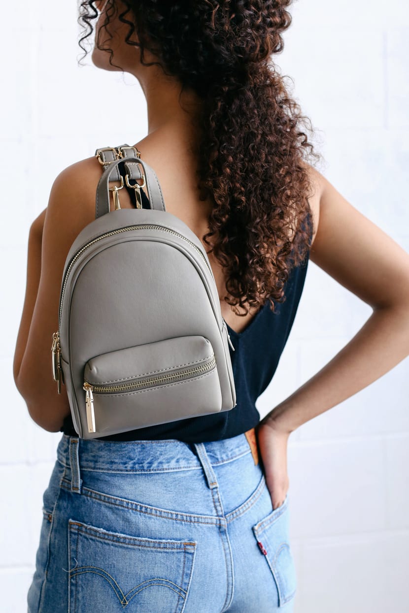 Cute Grey Mini Backpack - Vegan Leather Mini Backpack - Lulus