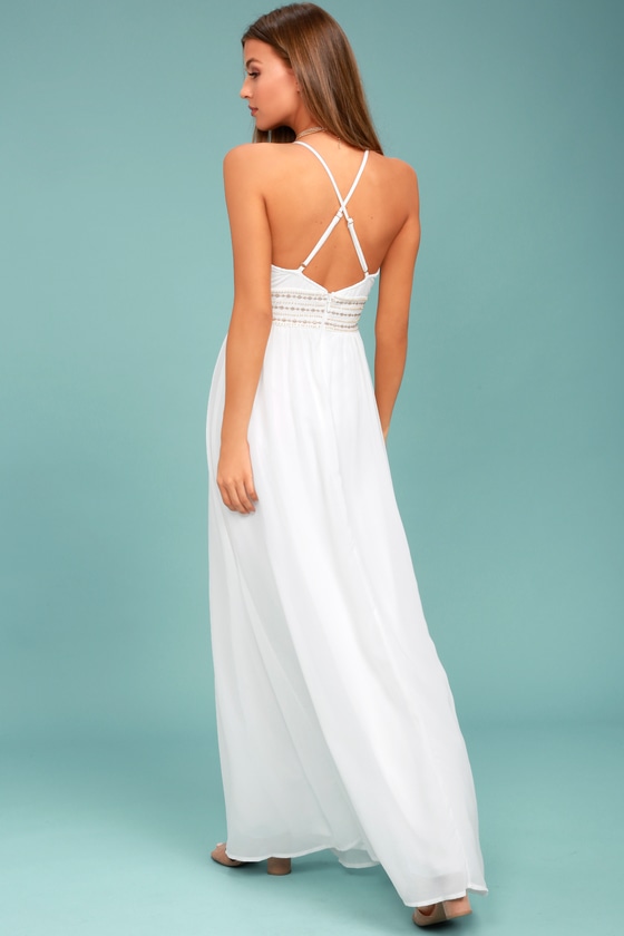 Stunning White Maxi Dress - Embroidered Maxi Dress - Beaded Maxi Dress ...