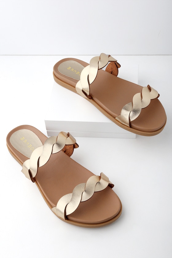 gold slide sandals