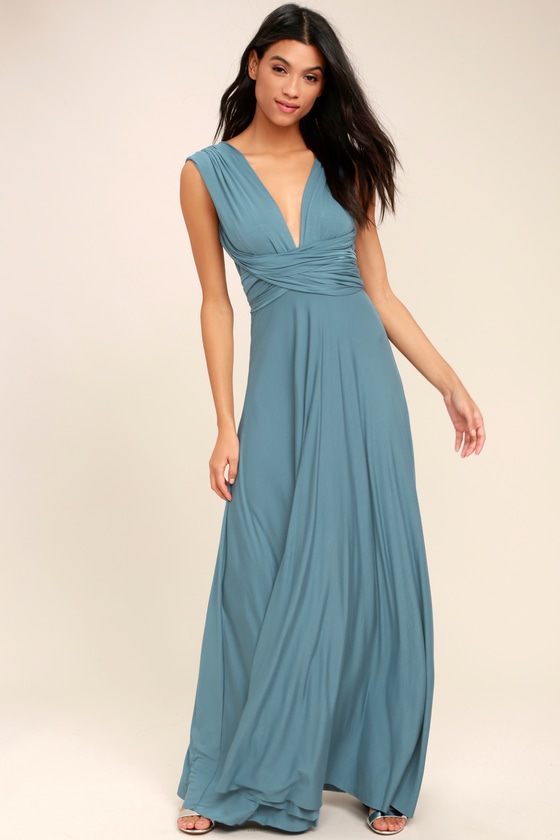 Awesome Slate Blue Dress - Maxi Dress - Wrap Dress