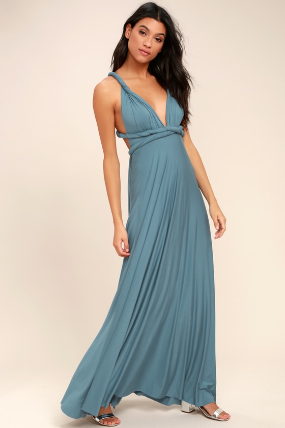 Awesome Slate Blue Dress - Maxi Dress - Wrap Dress